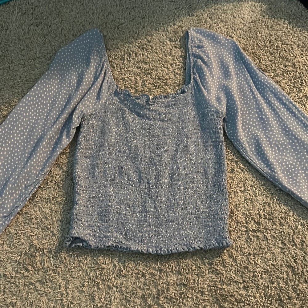 Blue and white American eagle going out long sleeve
